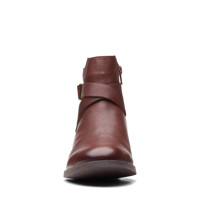 Clarks Clarks Women's Hamble Buckle British Tan Leather Ankle Boots in Brown - 3
