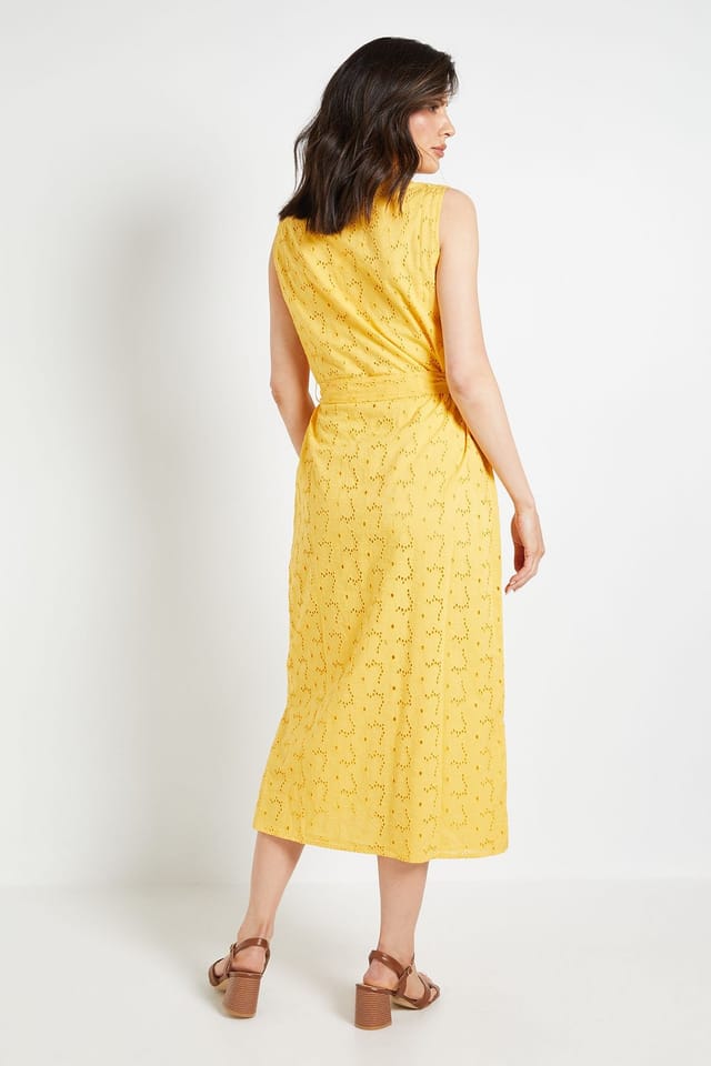 Wallis Wallis Women's Broderie Maxi Shirt Dress in Yellow - 3