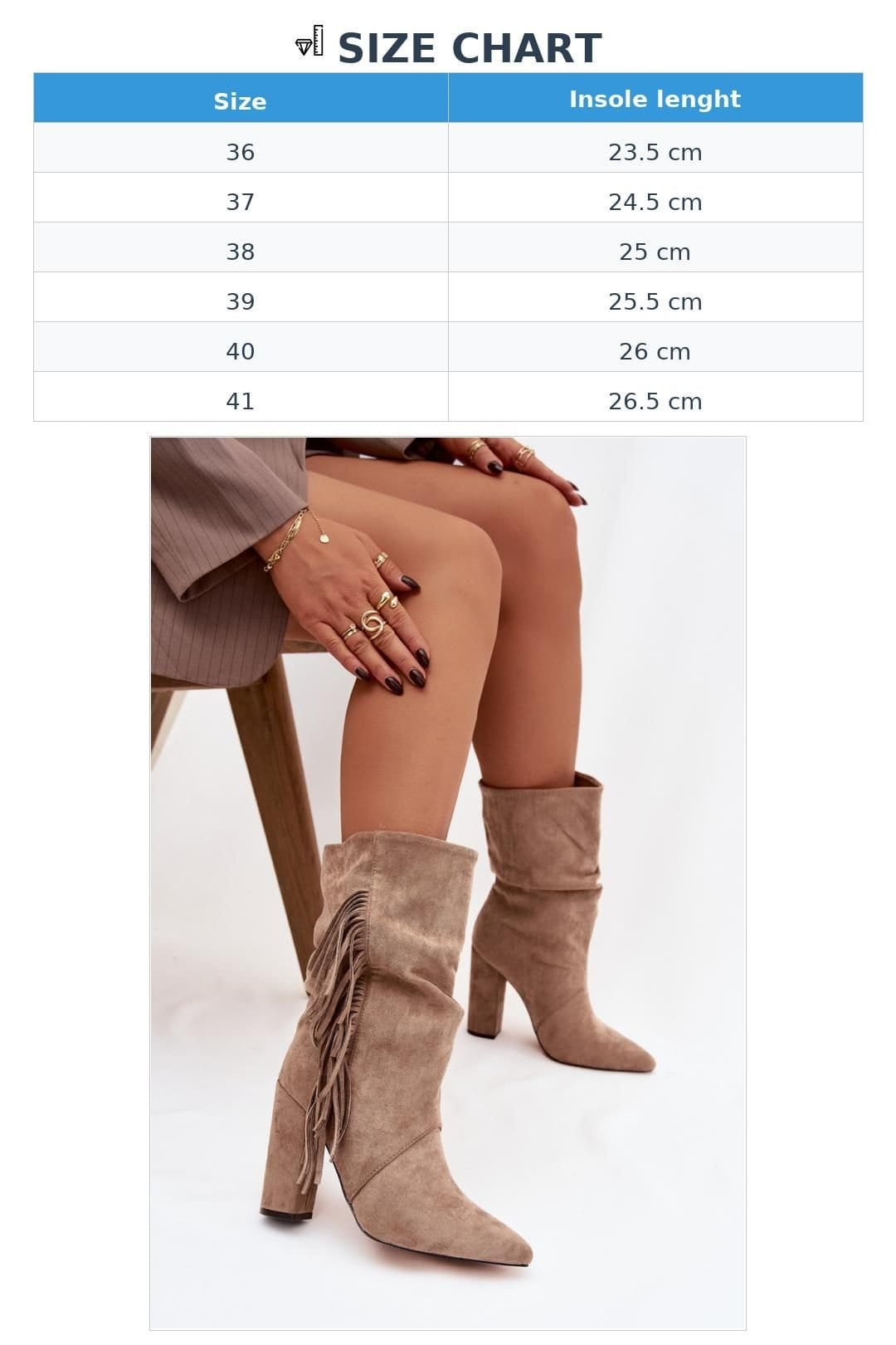 Love Lace Love Lace Women's Suede Ankle Heel Boots Slip On with Fleece Lining Boho Fringe in Taupe - 4