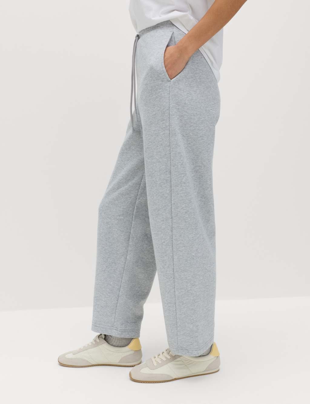 Marks & Spencer M&S Cotton Rich Carrot Leg Ankle Grazer Joggers Grey Marl - 2