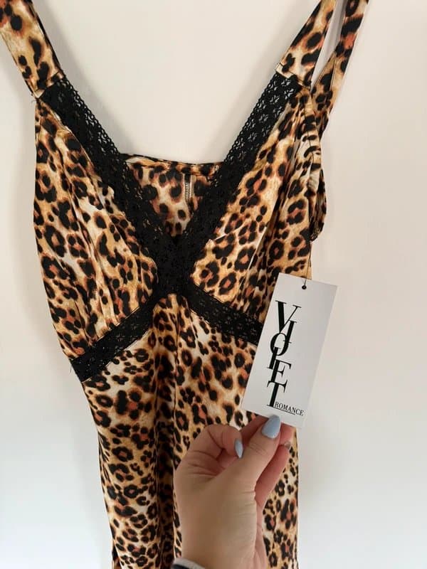 ASOS Leopard Print Midi Satin Slip Dress 10