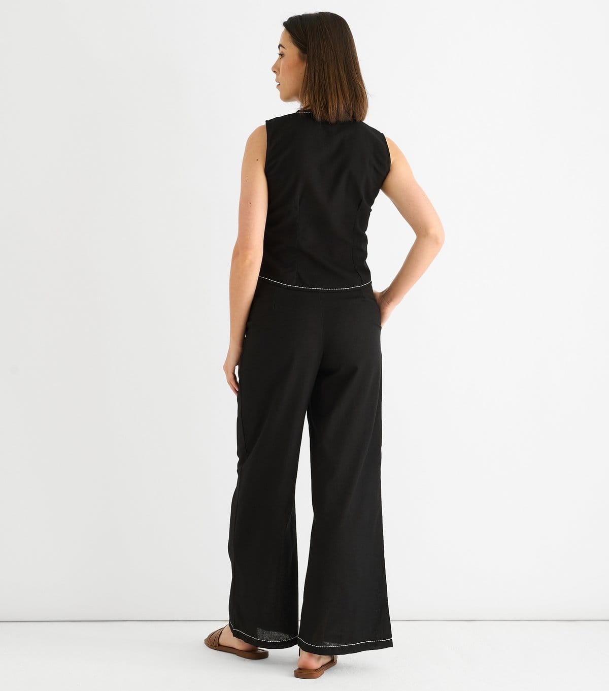 Gini London Women's Black Contrast Stitch Button Up Top Gini London New Look - 4