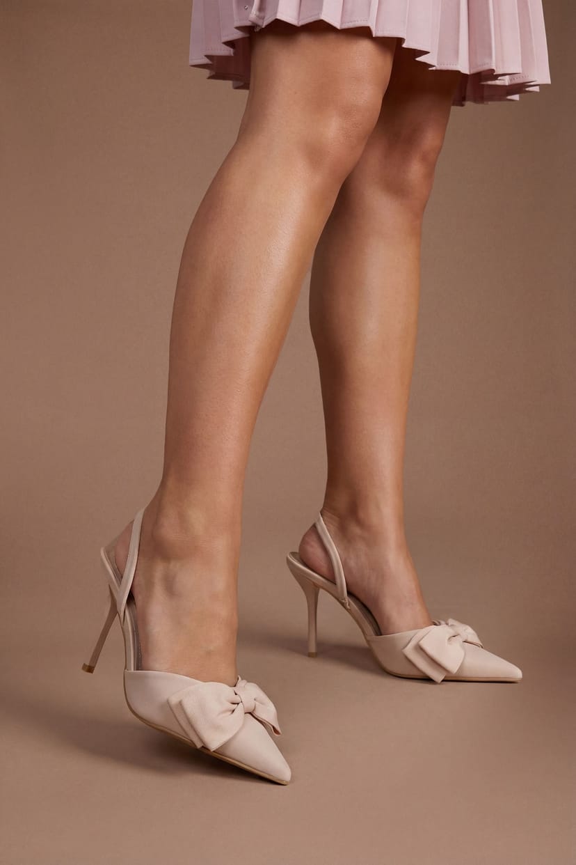 Coast Coast Women's Marianna Bow Detail High Heel Slingback Court Shoes in Pink - 1