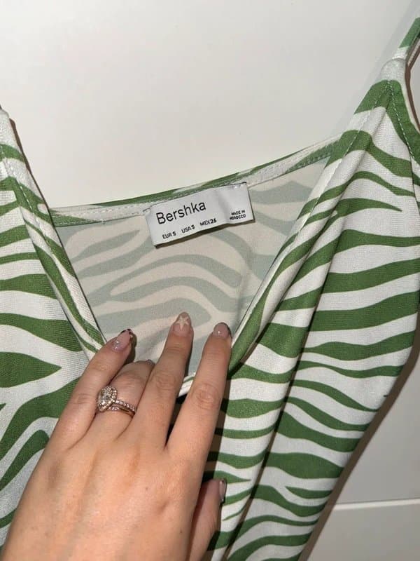 Bershka Berska Strappy Dress with ruching in Khaki (midi)