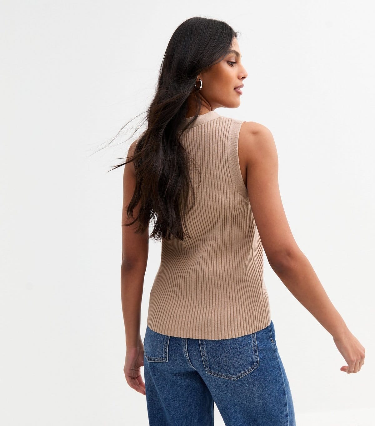 New Look Women's Mink Ribbed Knitted Button Front Vest New Look - 4