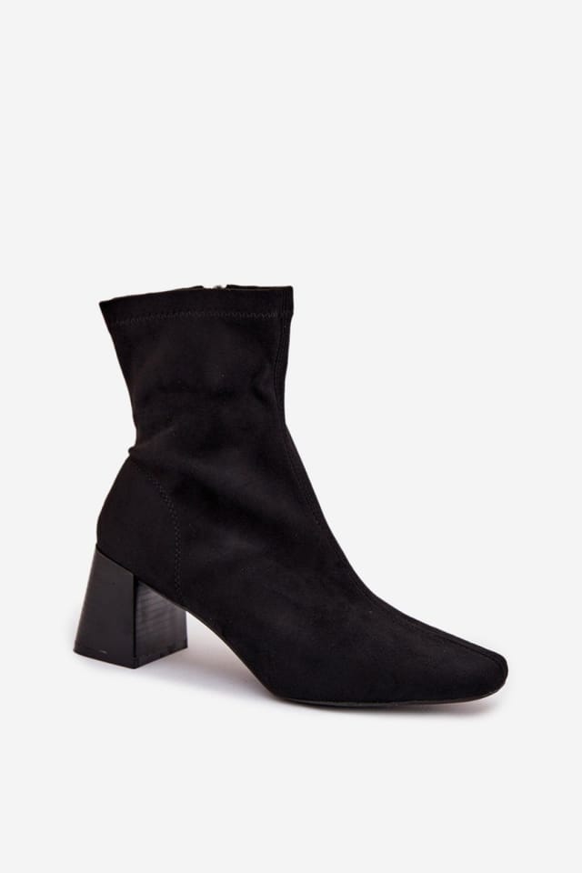 Love Lace Love Lace Women's Soft Suede Ankle Boots with Column Heel & Side Zipper in Black - 2