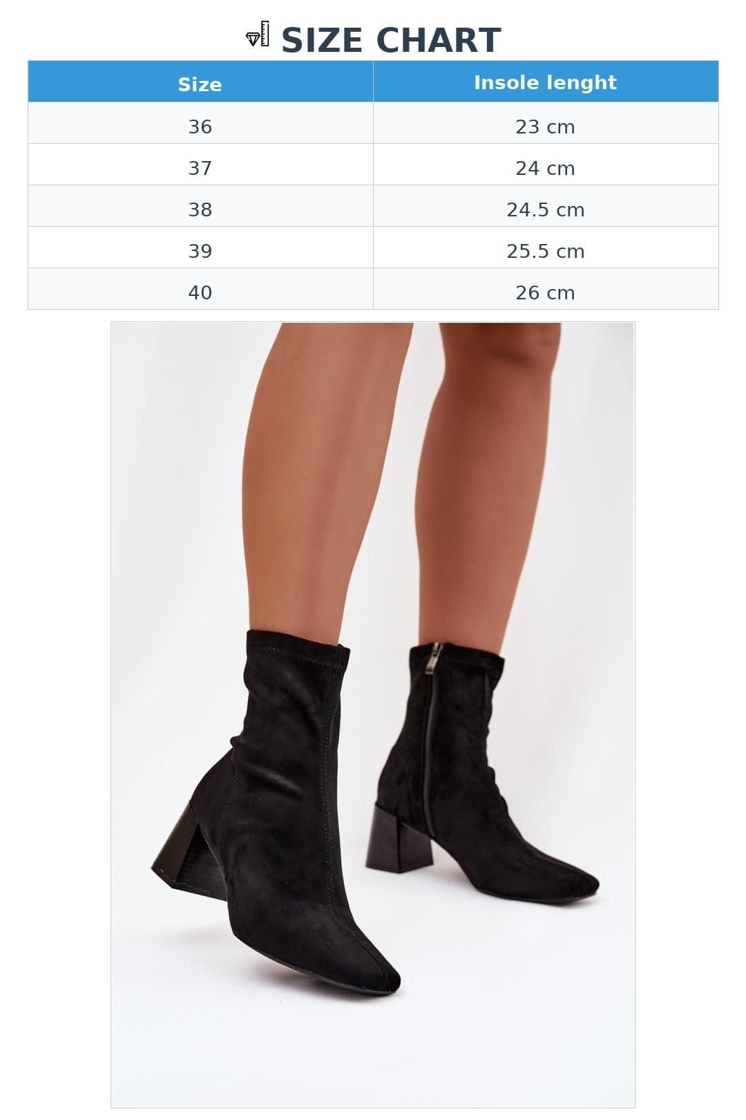Love Lace Love Lace Women's Soft Suede Ankle Boots with Column Heel & Side Zipper in Black - 4