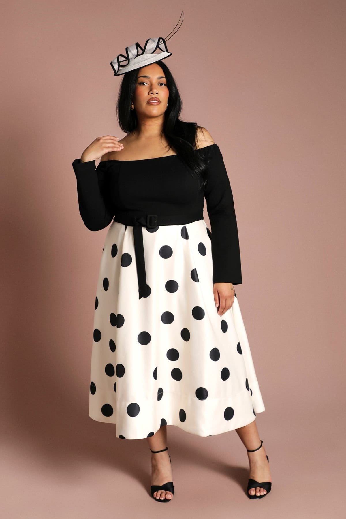 Coast Plus Black & White Polka Dot Midi Dress