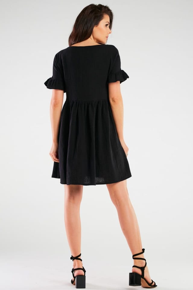 Love Lace Love Lace Women's Stretch Cotton Elastane Flared Summer Dress in Black - 3