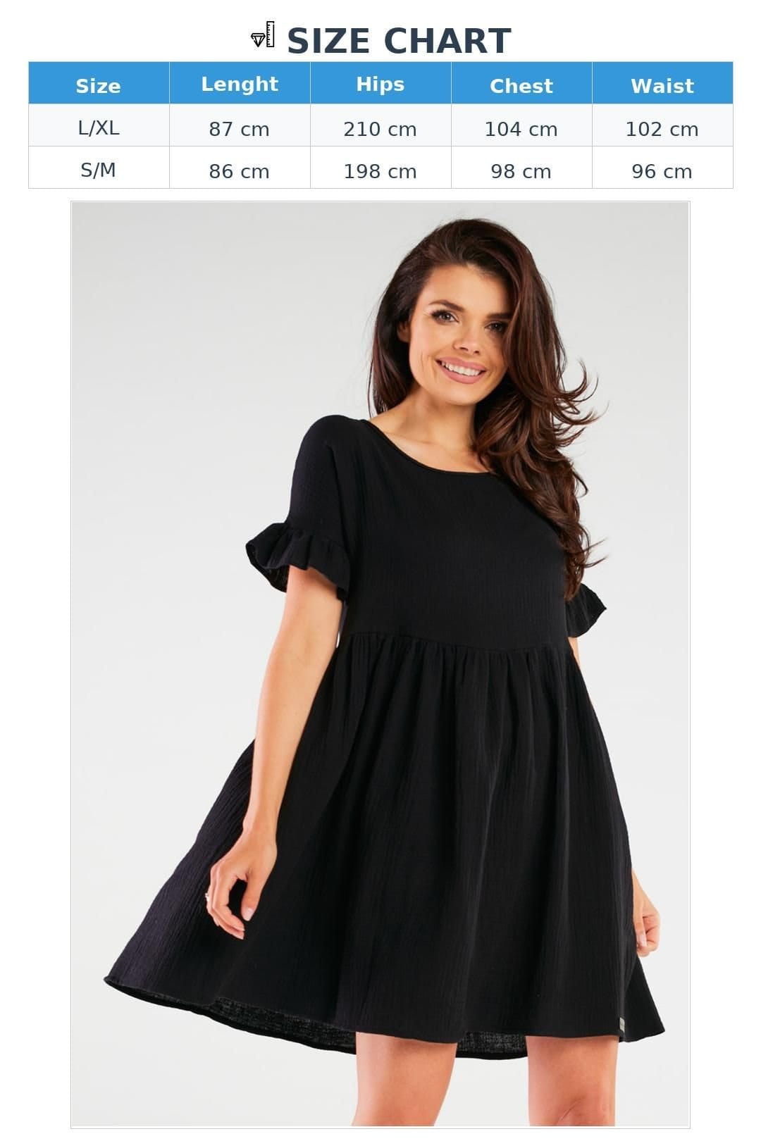 Love Lace Love Lace Women's Stretch Cotton Elastane Flared Summer Dress in Black - 4