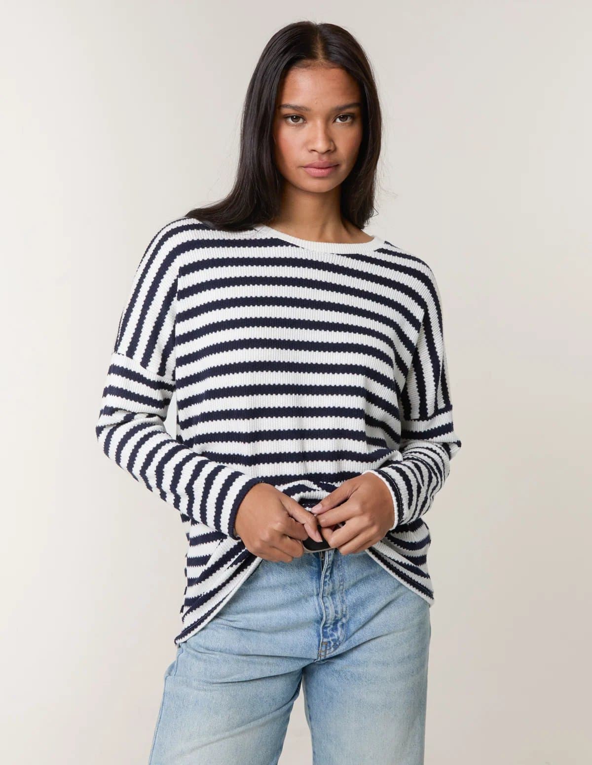 Blue Vanilla Cut and Sew Knit Stripe Top