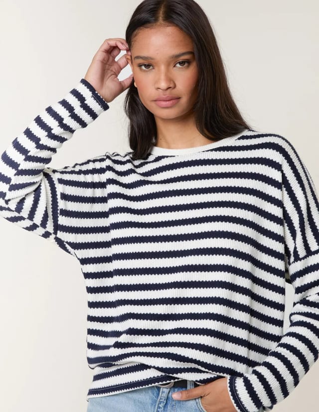 Blue Vanilla Cut and Sew Knit Stripe Top - 2