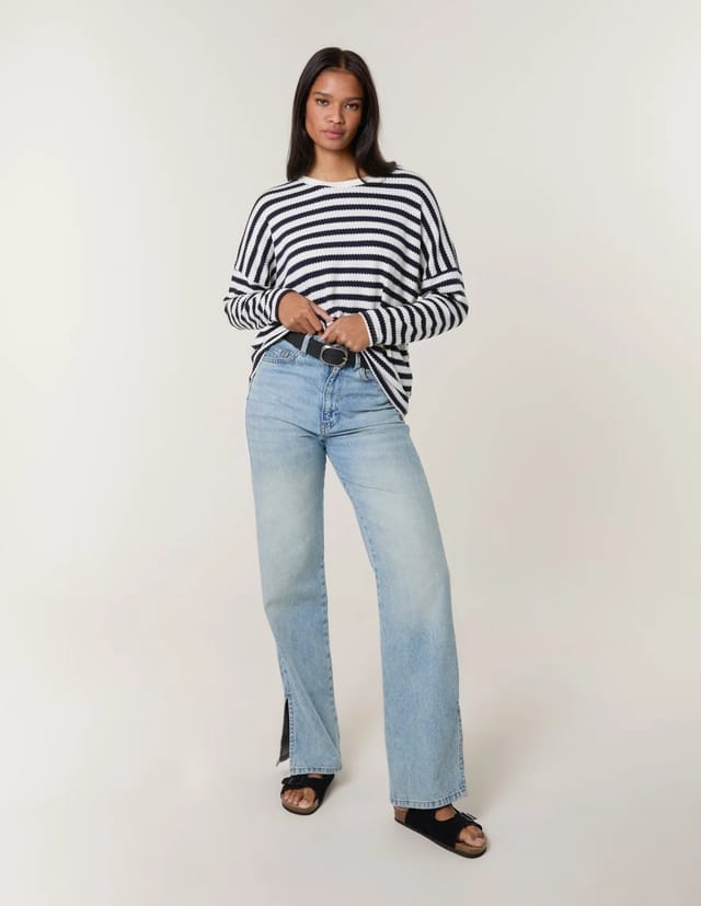 Blue Vanilla Cut and Sew Knit Stripe Top - 3