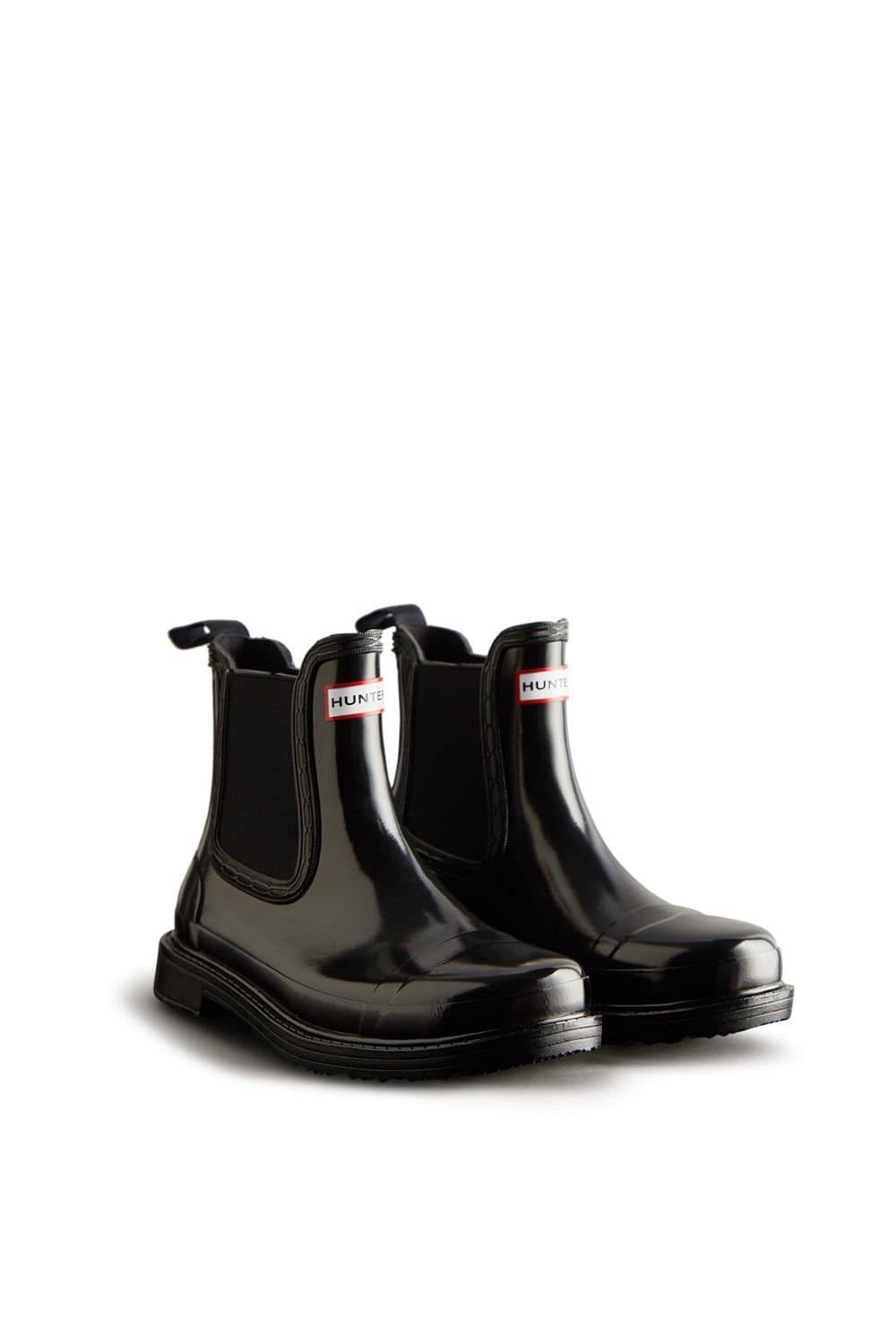 Hunter Hunter Women's Black 'Commando' Gloss Chelsea Boots