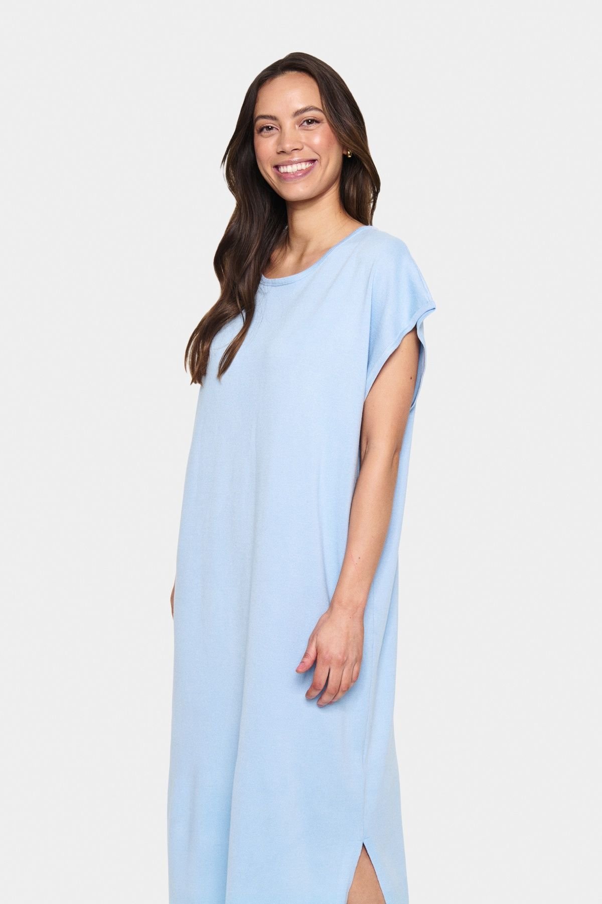 Saint Tropez Saint Tropez Women's MilaSZ Round Neck Short Sleeve Dress in Baby Blue - 3