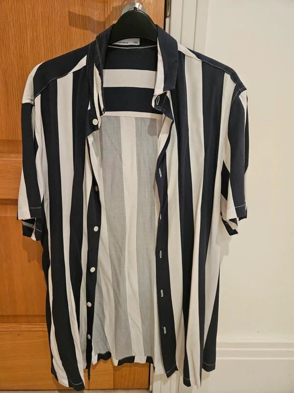 Bershka Blue and white striped shirt