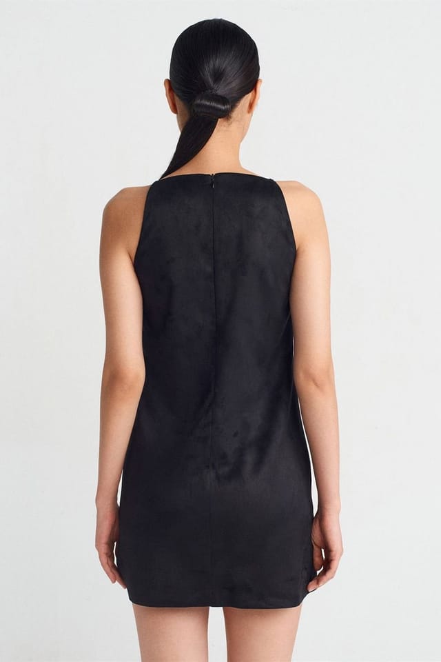 Dilvin Dilvin Women's Sleeveless Mini Dress With Zipper in Black - 2