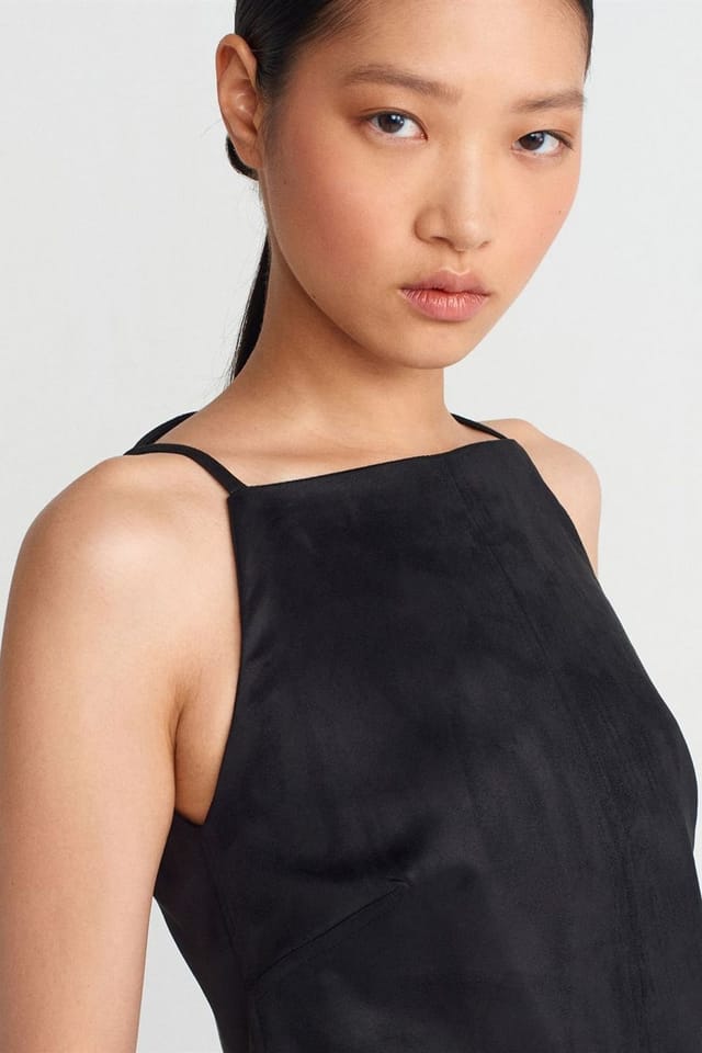 Dilvin Dilvin Women's Sleeveless Mini Dress With Zipper in Black - 3