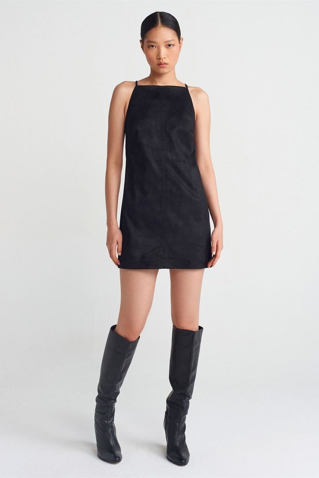 Dilvin Dilvin Women's Sleeveless Mini Dress With Zipper in Black - 4