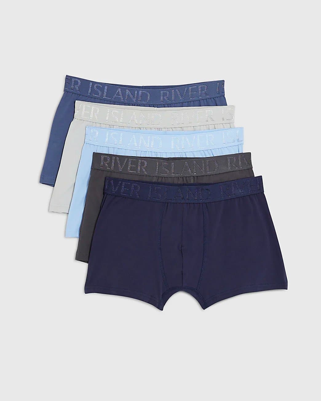 River Island Mens River Island Blue Ri Jacquard Pack Of 5 Trunks