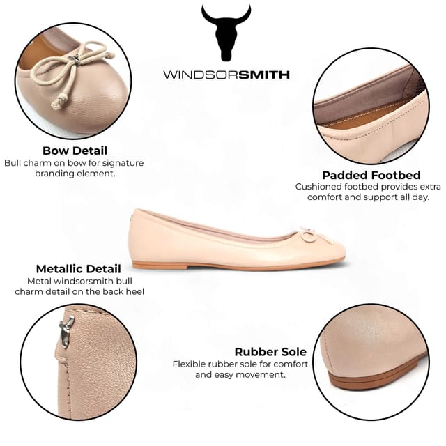 Windsor Smith Windsor Smith Women's Leather Mocassin Bellarina Flat Shoes - Babydoll in Beige - 2