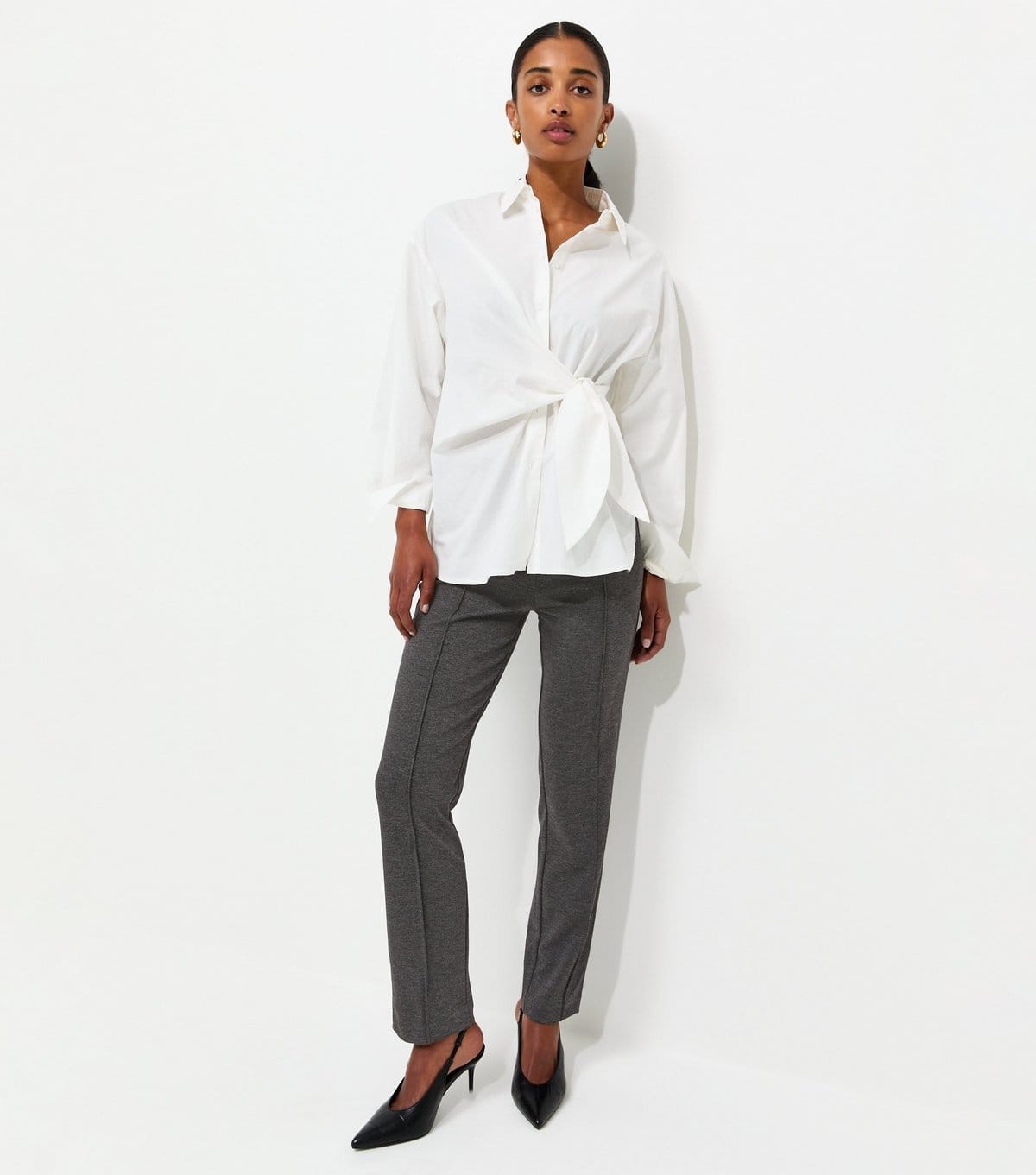 New Look Dark Grey Jersey Twill Slim Leg Trousers