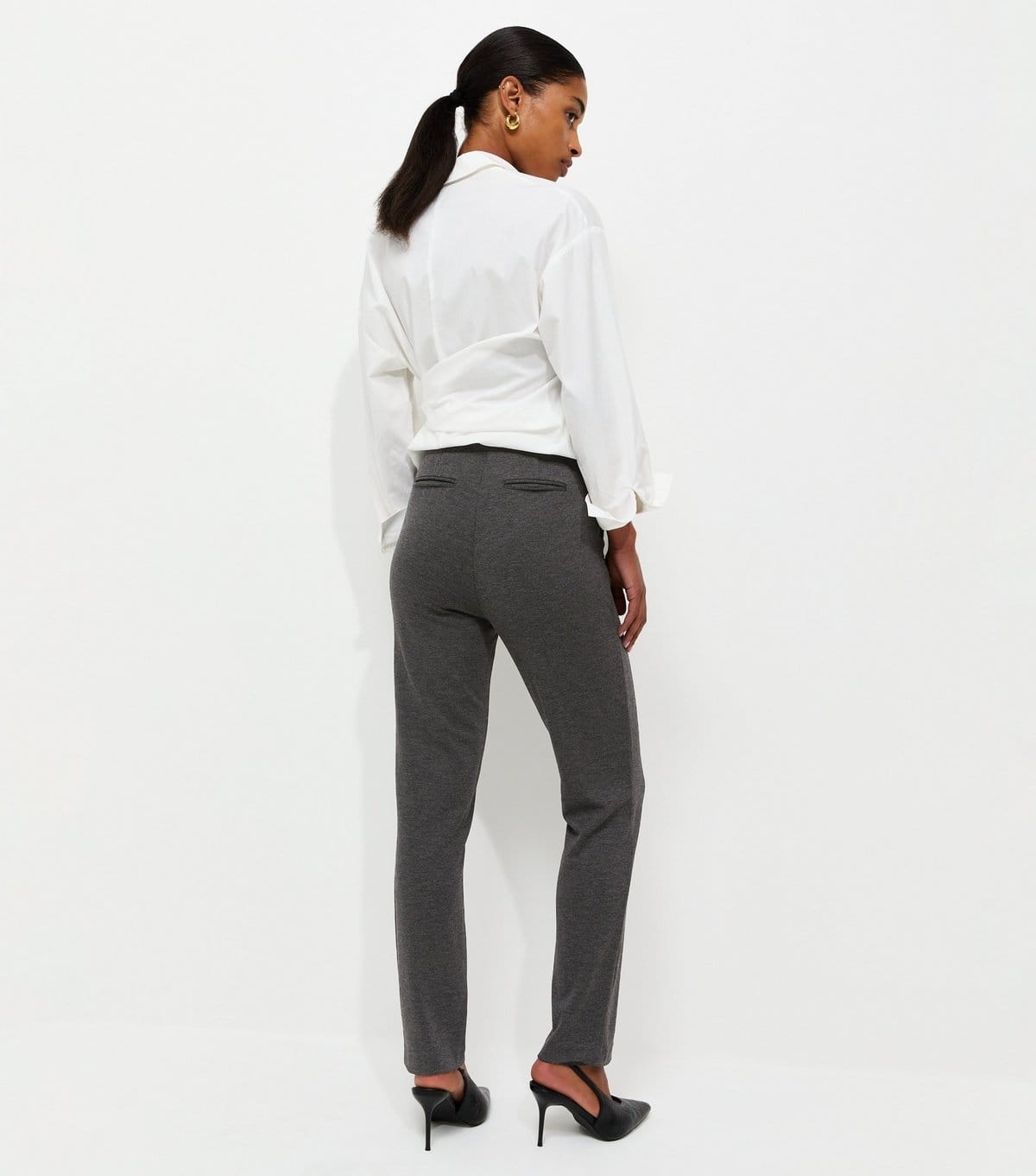 New Look Women's Dark Grey Jersey Twill Slim Leg Trousers New Look - 4
