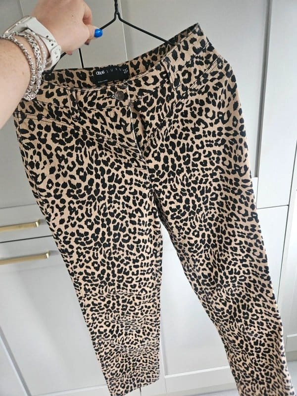 ASOS Luxe Leopard Print Straight Leg Jeans