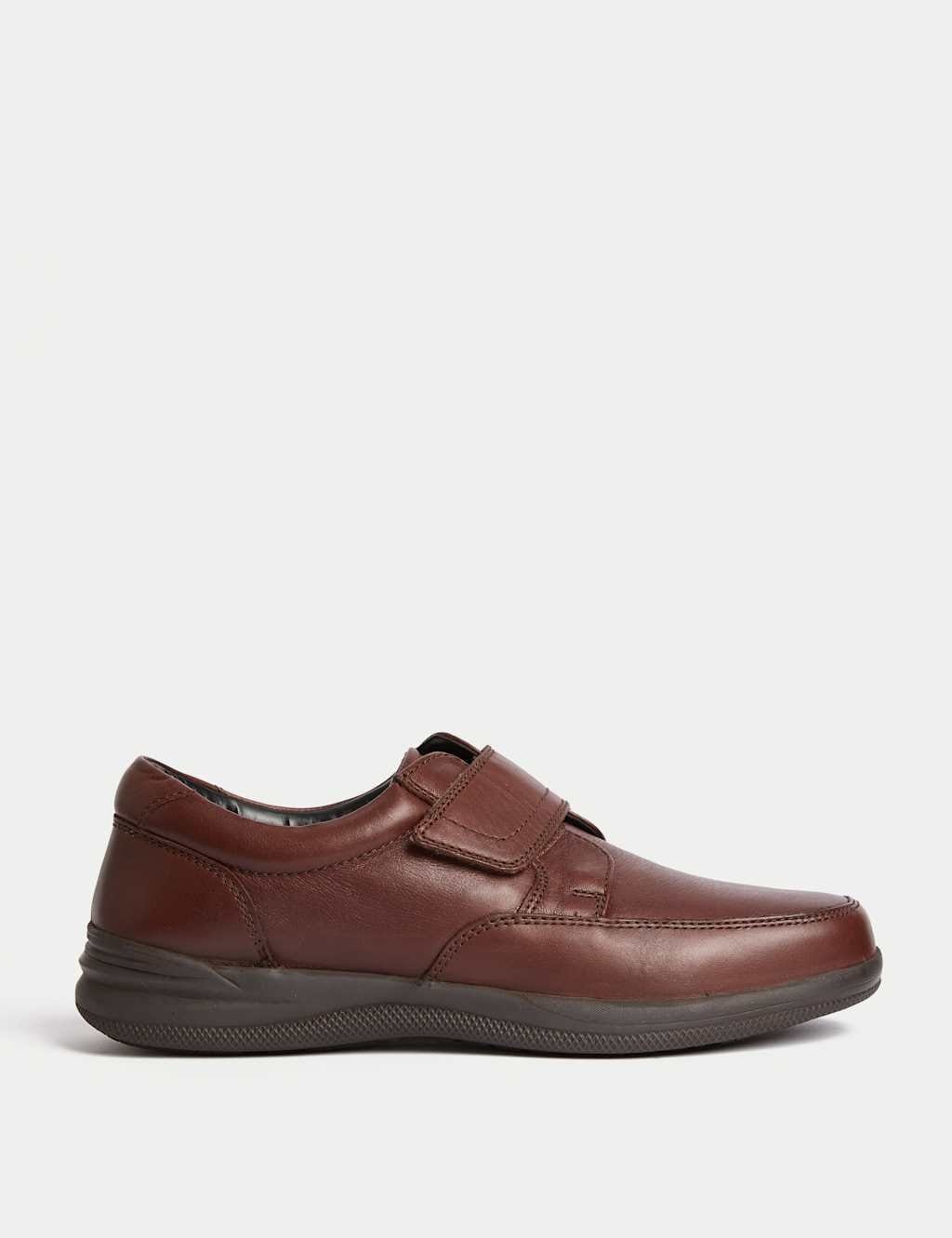Marks & Spencer M&S Wide Fit Leather Riptape Shoes Brown - 1