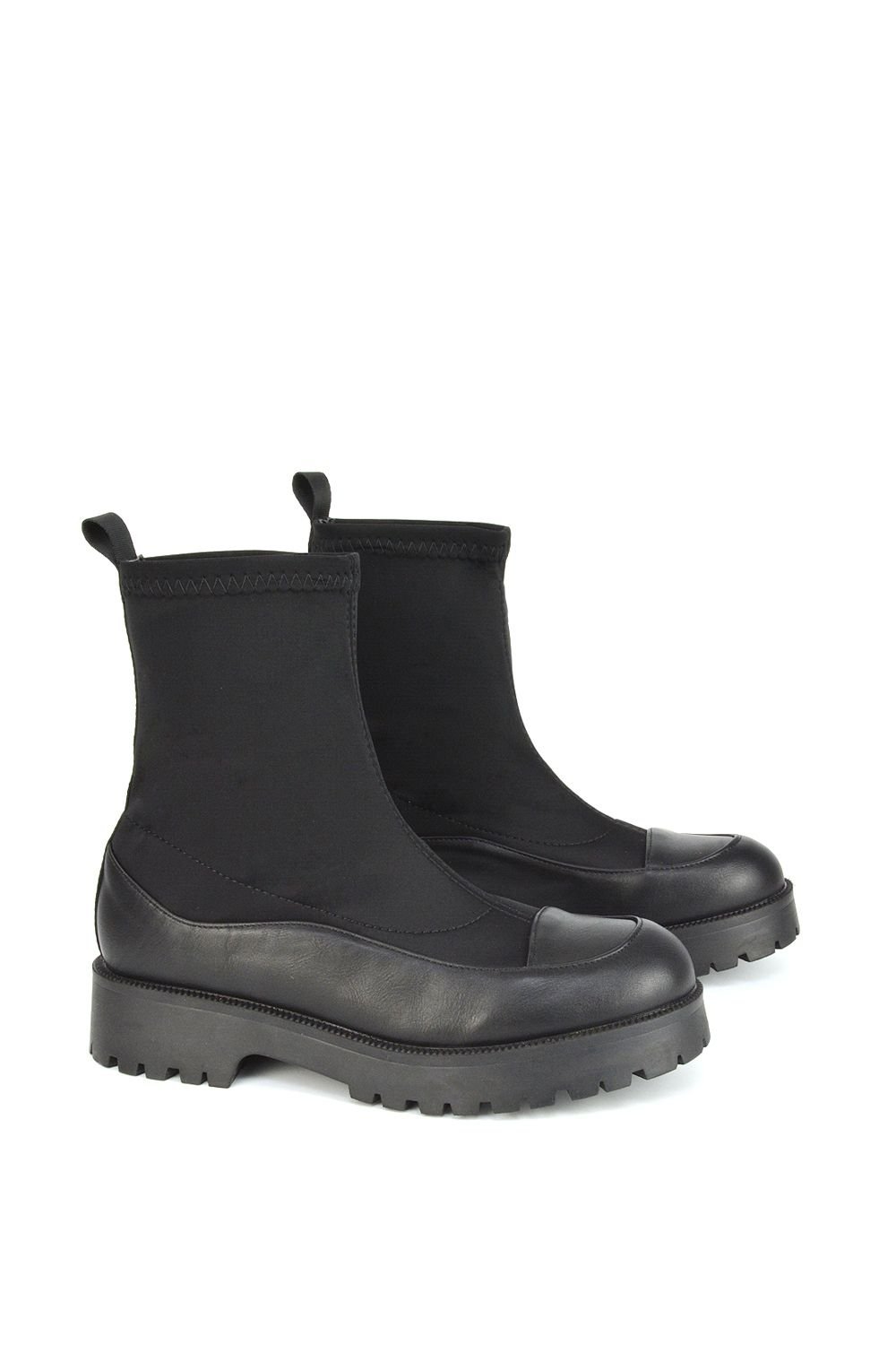 XY London XY London Women's 'Kerry' Sock Ankle Boots Flat Biker Booties in Black - 2