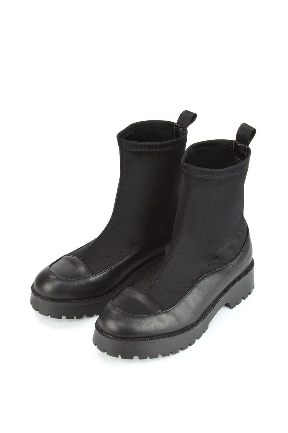 XY London XY London Women's 'Kerry' Sock Ankle Boots Flat Biker Booties in Black - 3