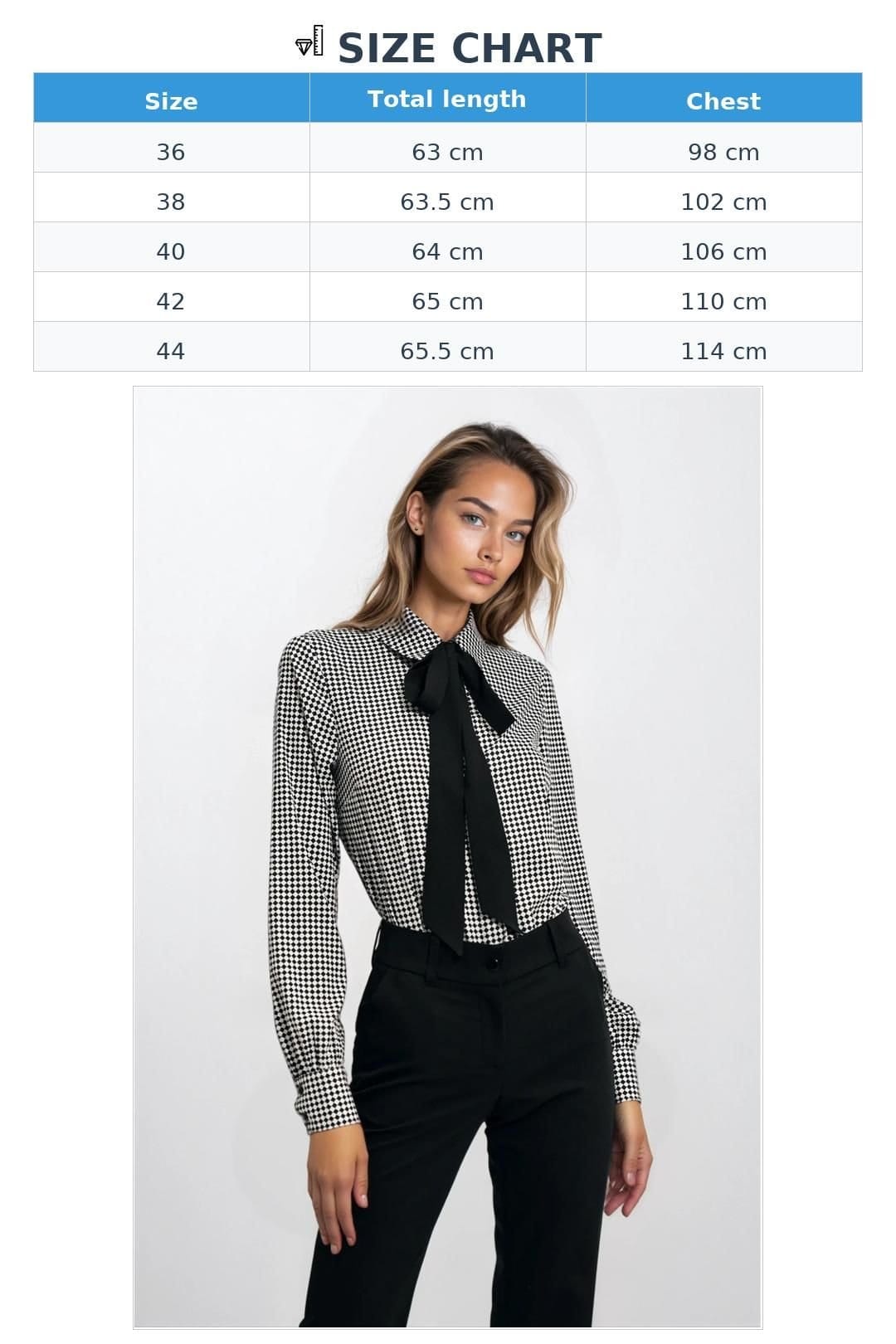 Love Lace Love Lace Women's Work Bow Long Sleeve Shirt Tailored Print in Black - 4