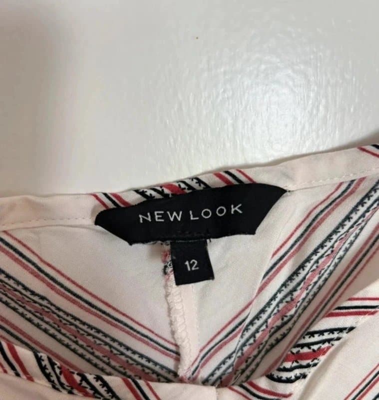 New Look 🤍 New Look Striped Maxi Dress Cream Red Boho Y2K Summer Holiday UK 12