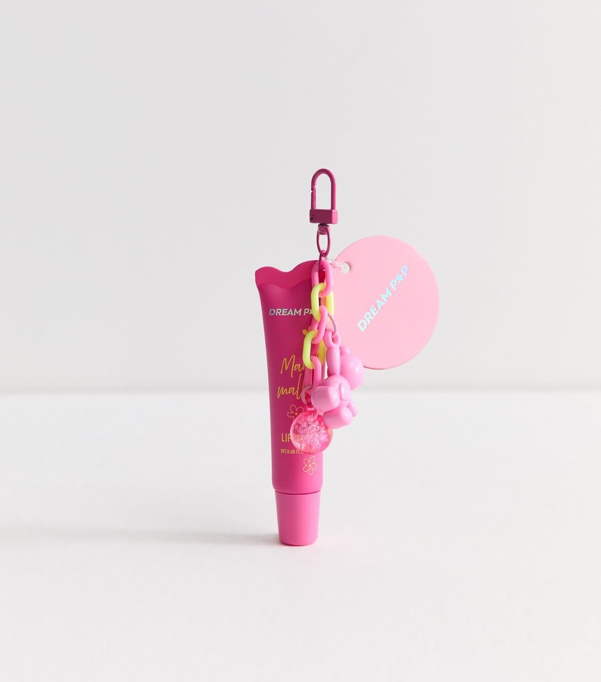 New Look Bright Pink Marshmallow Lip Gloss Key Ring New Look