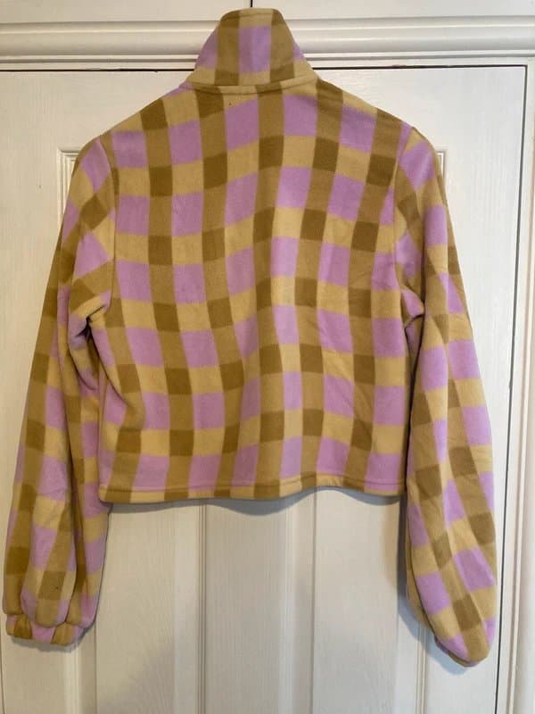 adidas Adidas Originals Check Polar Fleece Half Zip Pullover XS UK 6 BNWT Beige Pink