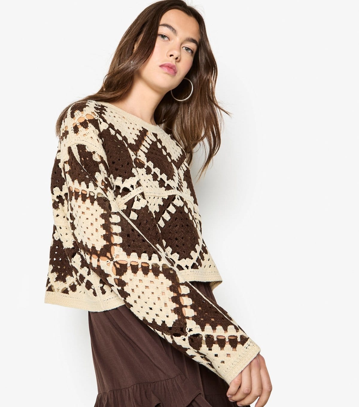 Apricot Women's Stone Diamond Crochet Knit Jumper Apricot New Look - 4