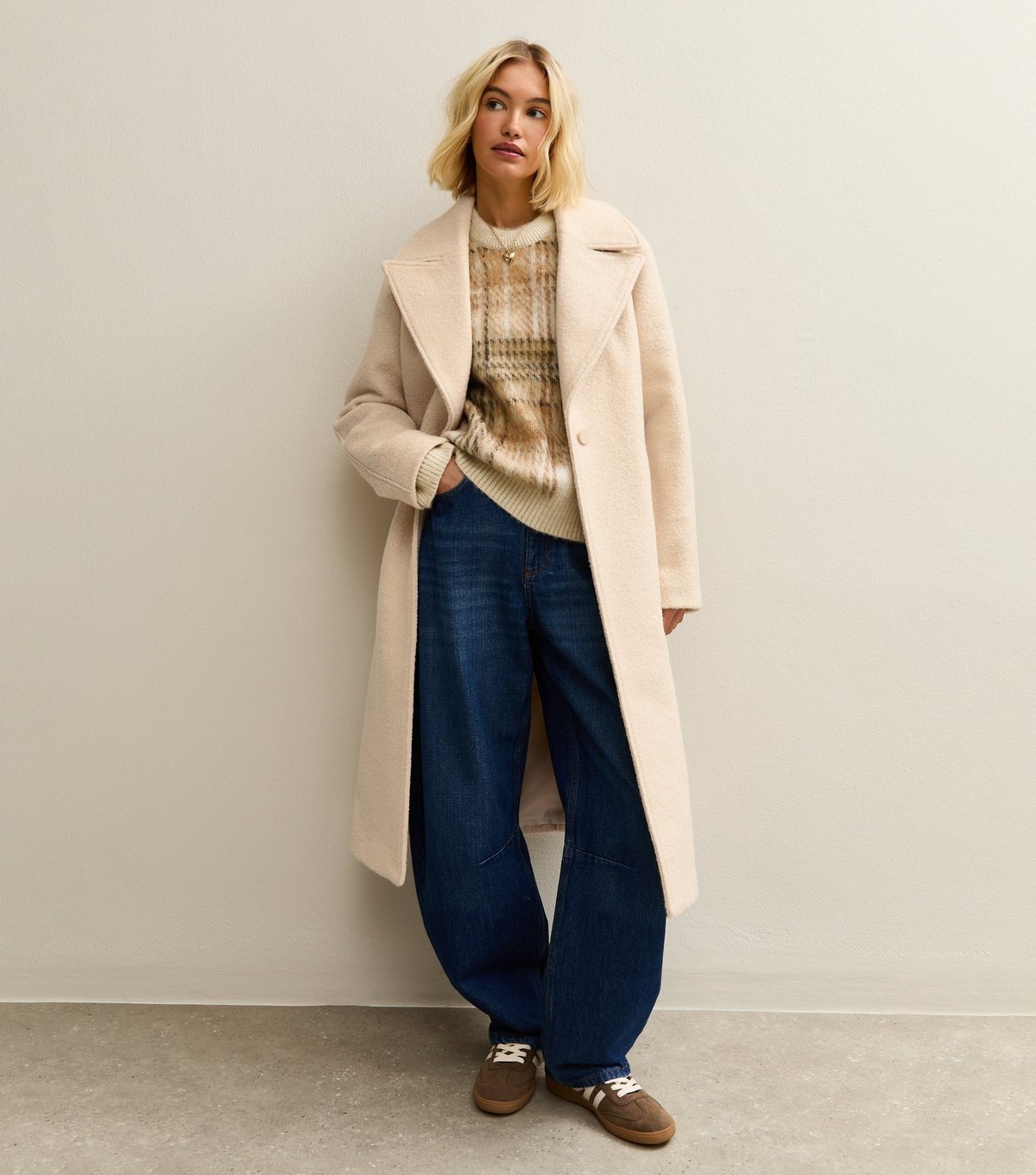 New Look Women's Cream Textured Single Breasted Coat New Look - 3