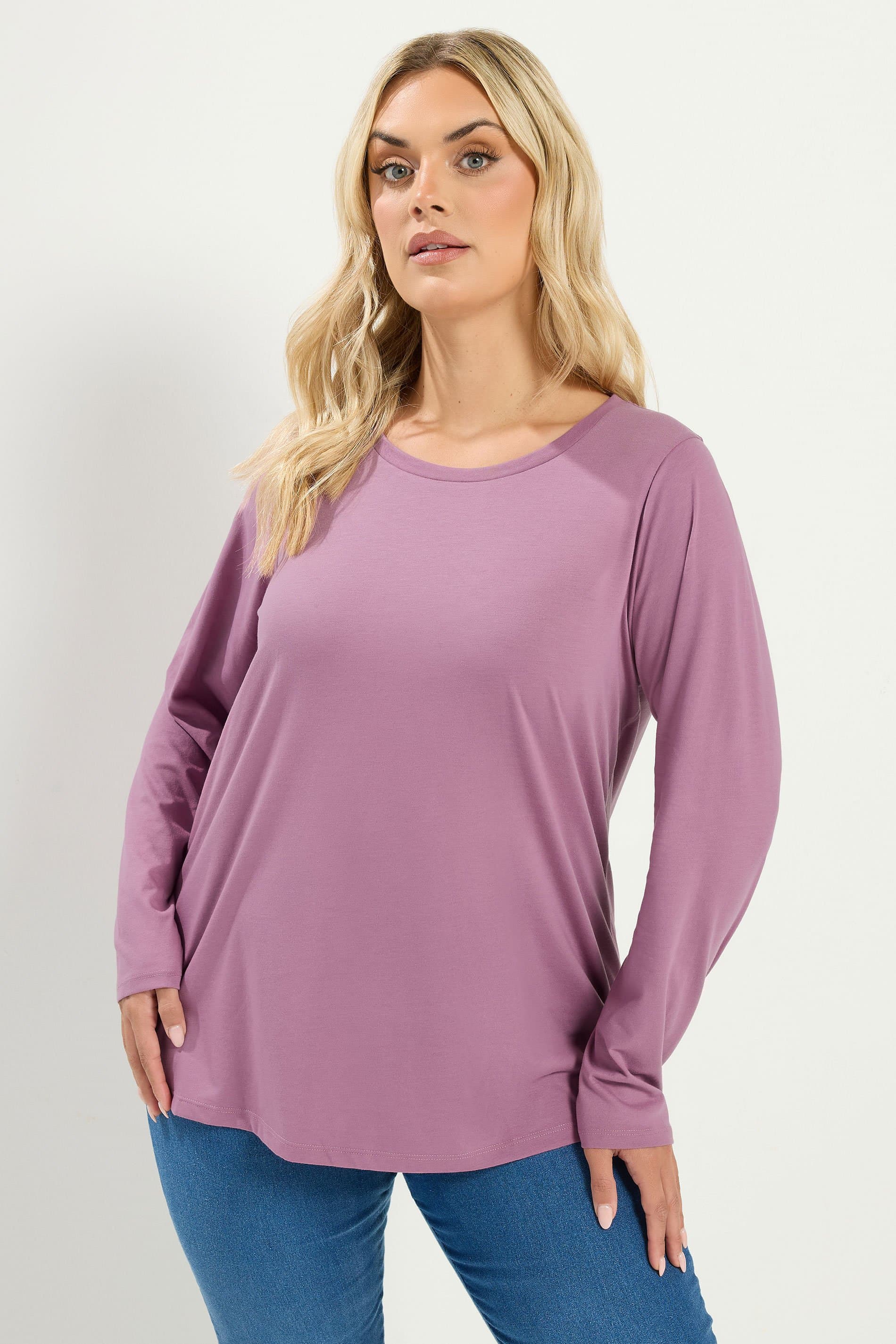 Yours Plus Size Light Purple Long Sleeve Core Tshirt