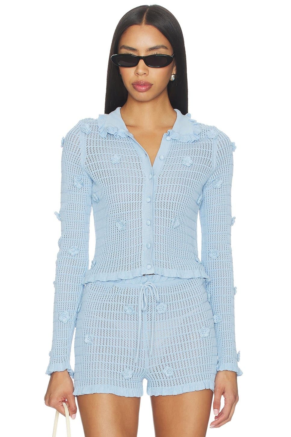 revolve Revolve Allayia Floral Cardigan in Baby Blue