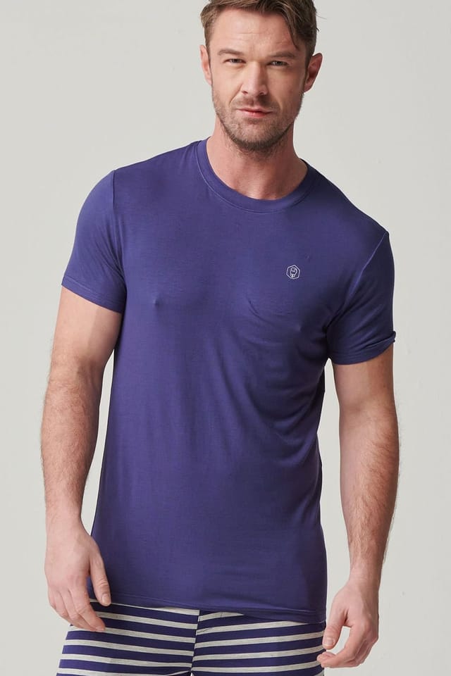 British Boxers British Boxers Men's Two Pack "Grey Marl & Navy" Bamboo T-Shirts in Light Grey - 2