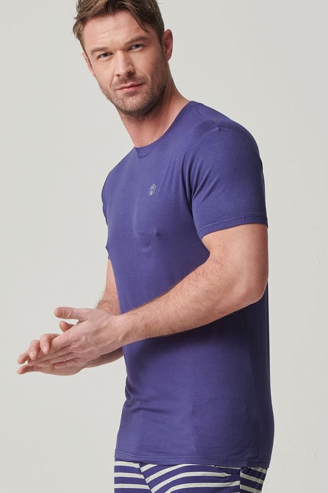 British Boxers British Boxers Men's Two Pack "Grey Marl & Navy" Bamboo T-Shirts in Light Grey - 3