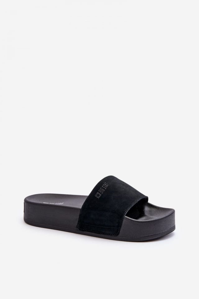 Love Lace Love Lace Women's Big Star Suede Strap Platform Flip Flops for Comfort Summer in Black - 2
