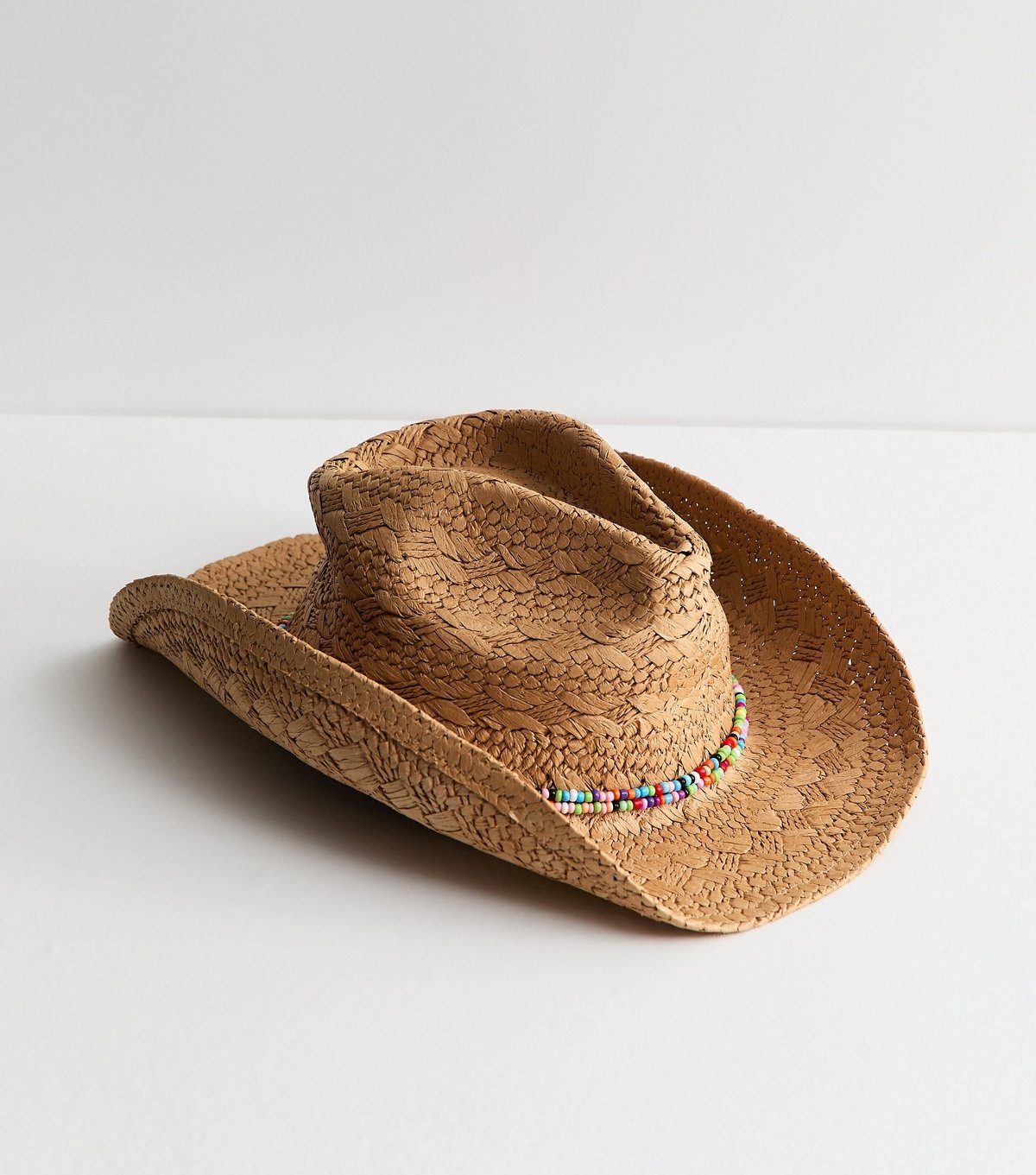 New Look Tan Beaded Straw Western Hat New Look - 2