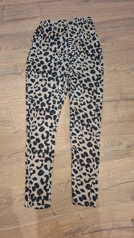 New Look New Look Beige & Black Animal Print Leggings Size M