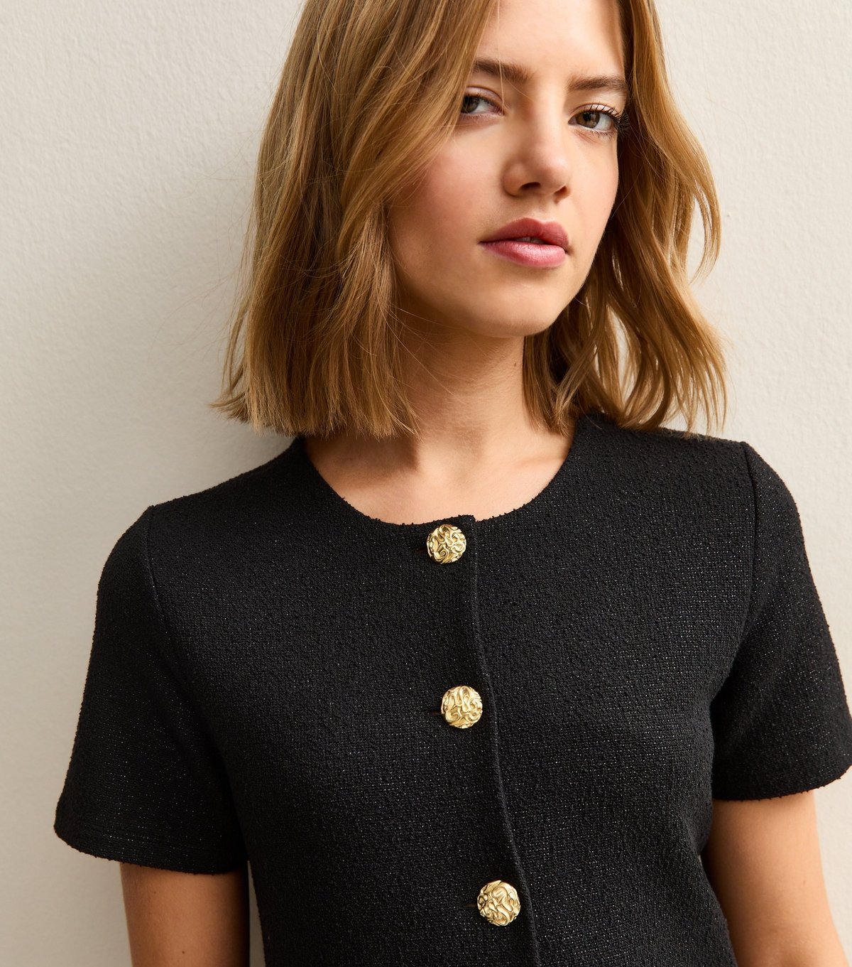 New Look Women's Black Sparkly Jacquard 2 In 1 Mini Dress New Look - 2