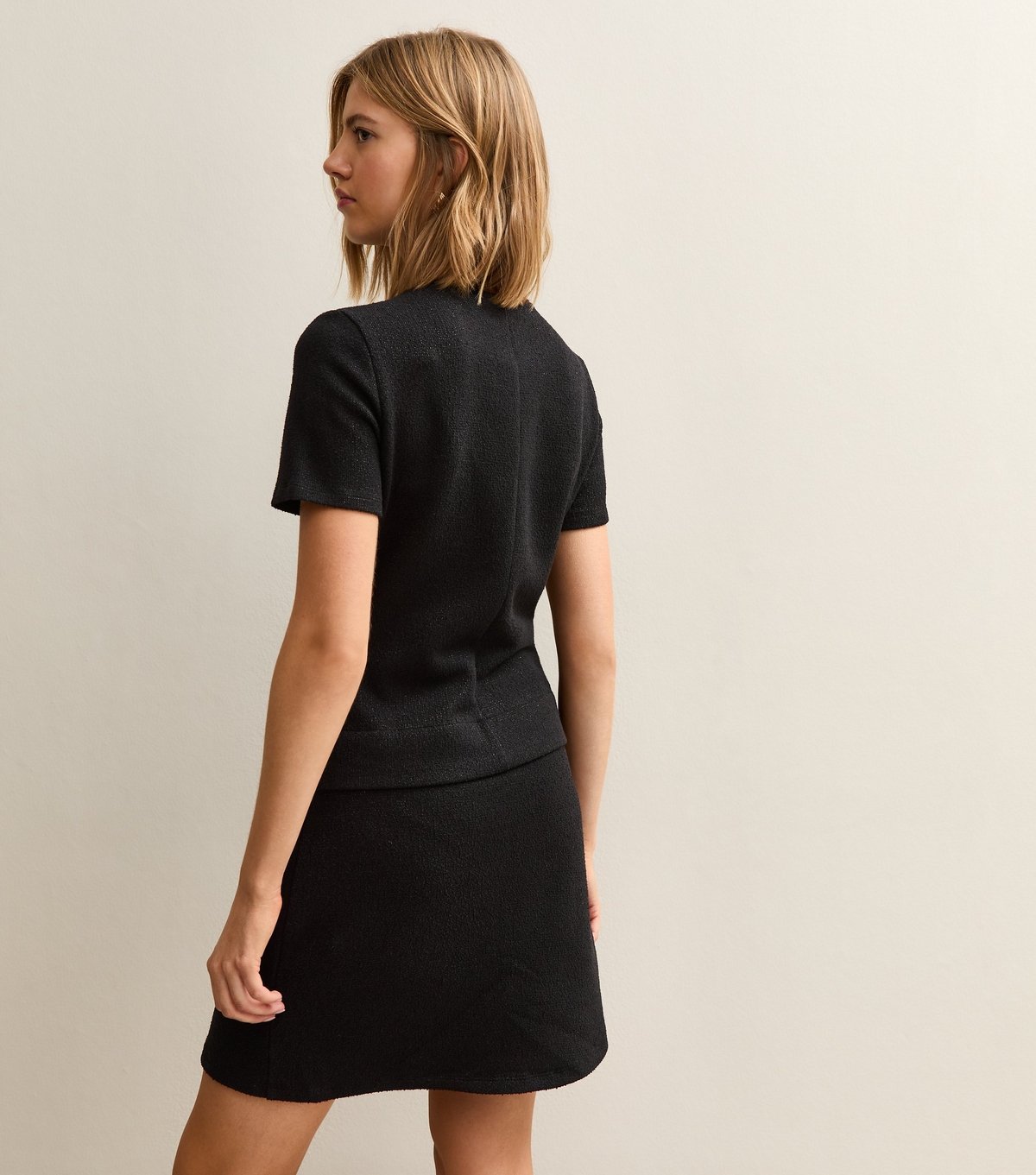 New Look Women's Black Sparkly Jacquard 2 In 1 Mini Dress New Look - 4