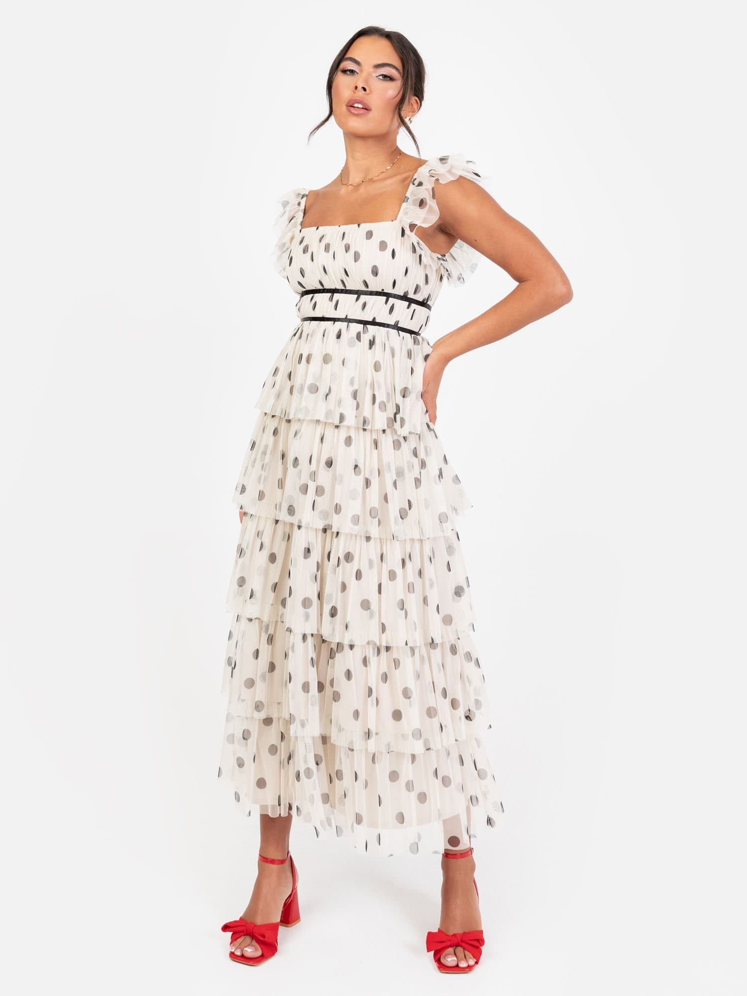 Anaya with Love Anaya with Love Women's Polka Dot Tiered Midaxi Dress