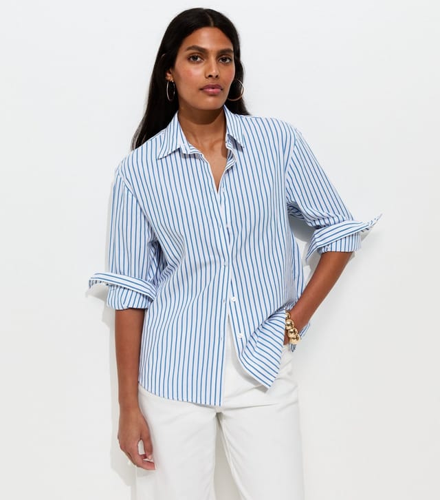 New Look Women's Blue Cotton Striped Oversized Shirt New Look - 3