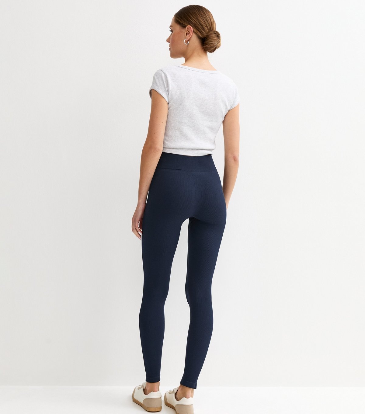 New Look Women's Navy Seamless Ribbed Jersey Leggings New Look - 4