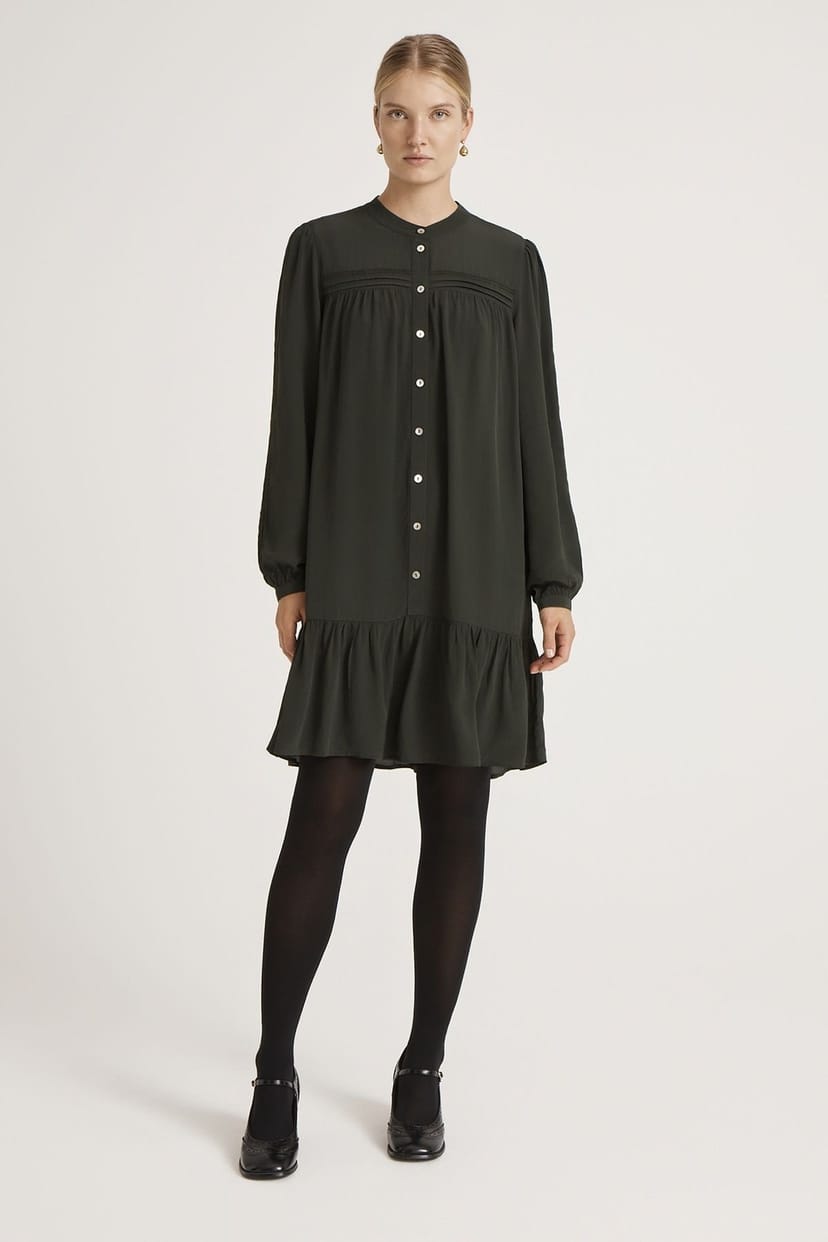 Finery London Finery London Women's Beccy Crepe Short Dress in Dark Green - 1
